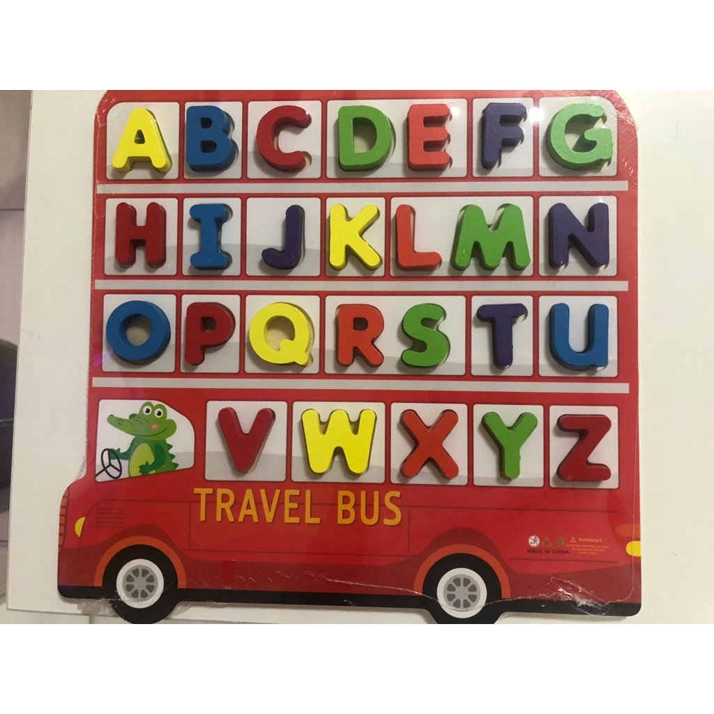3D Bus Wooden ABC alphabet Educational Learning Children Puzzle Jigsaw ...