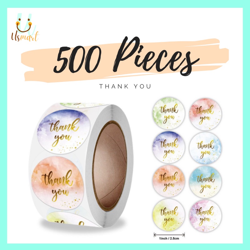 500pcs/roll Thank You Sticker Seal Label Scrapbook Round Circle ...