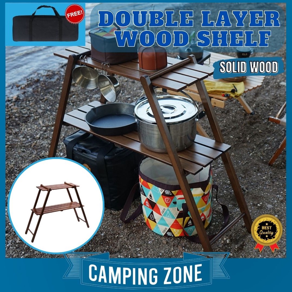 Outdoor Solid Wood Wooden Rack Foldable Rack Camping Rack Rak Lipat Rak ...