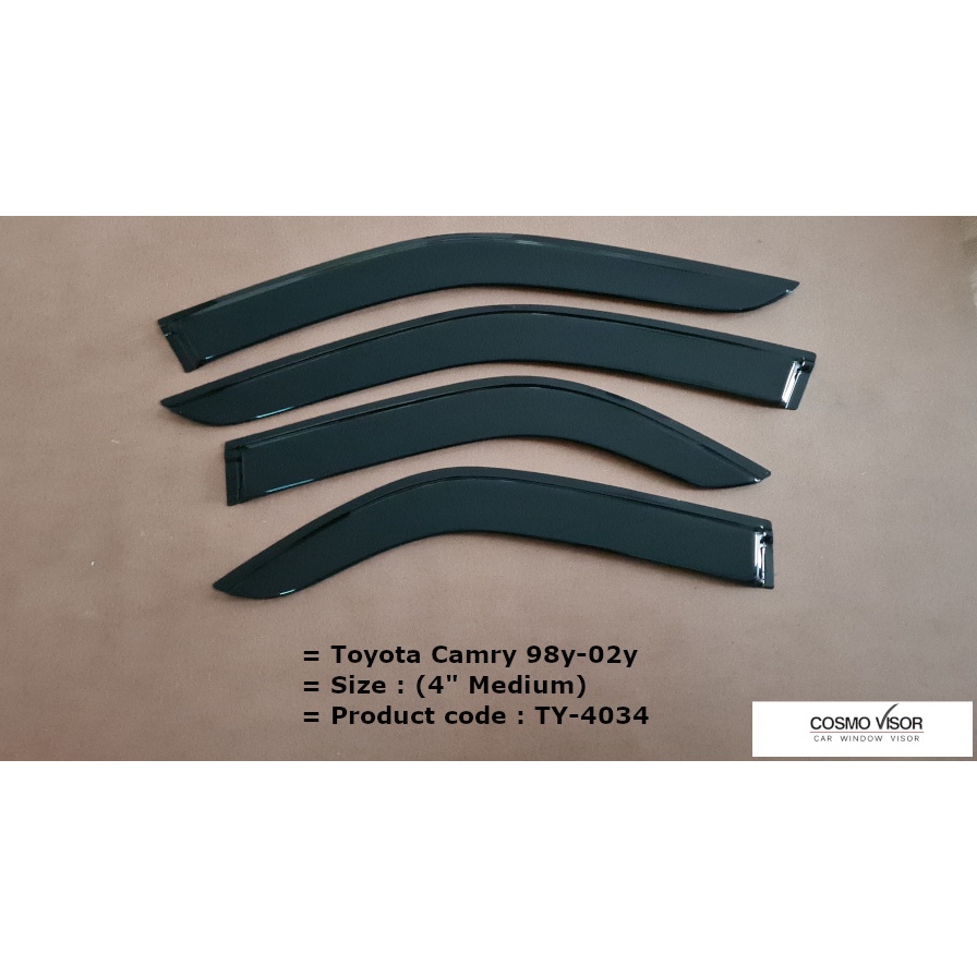 Geartronics Mugen Style Window Visors – For Toyota Camry 1997-2001 4Dr – 4 Piece Set – Black Acrylic – Tape On