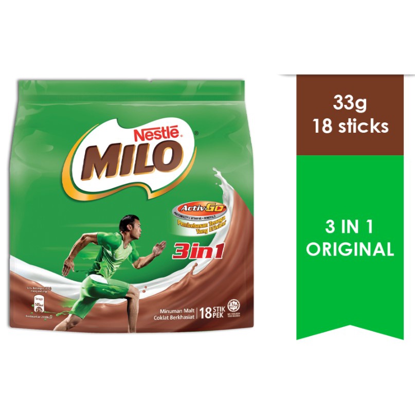 MILO 3in1 33g x 18 sticks x 24 packs [PACK] | Shopee Malaysia
