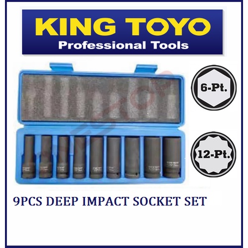 KING TOYO Deep Impact Socket Set 9 Piece 1/2