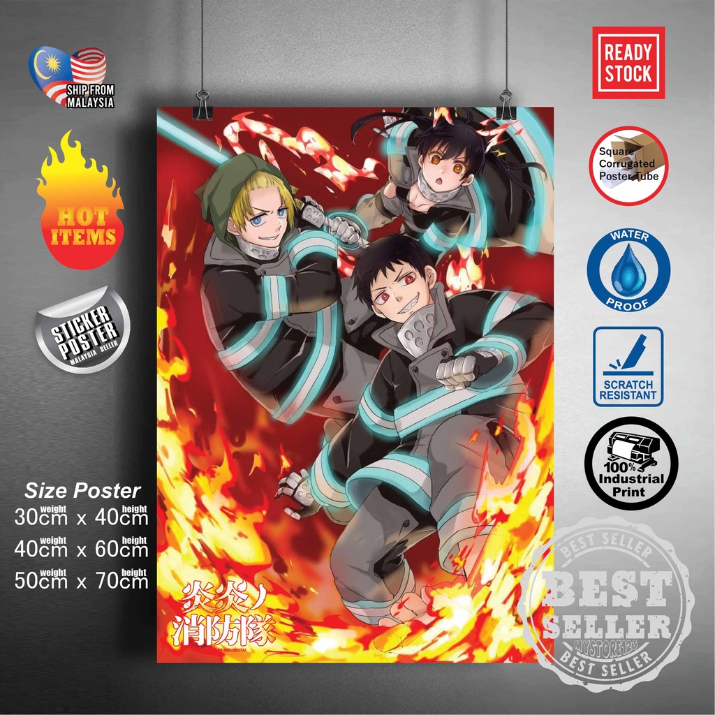 READY STOCK】Fire Force enen no shouboutai anime Poster Sticker|炎炎ノ消防隊| wall  Poster Wall Deco Sticker japan Anime poster | Shopee Malaysia