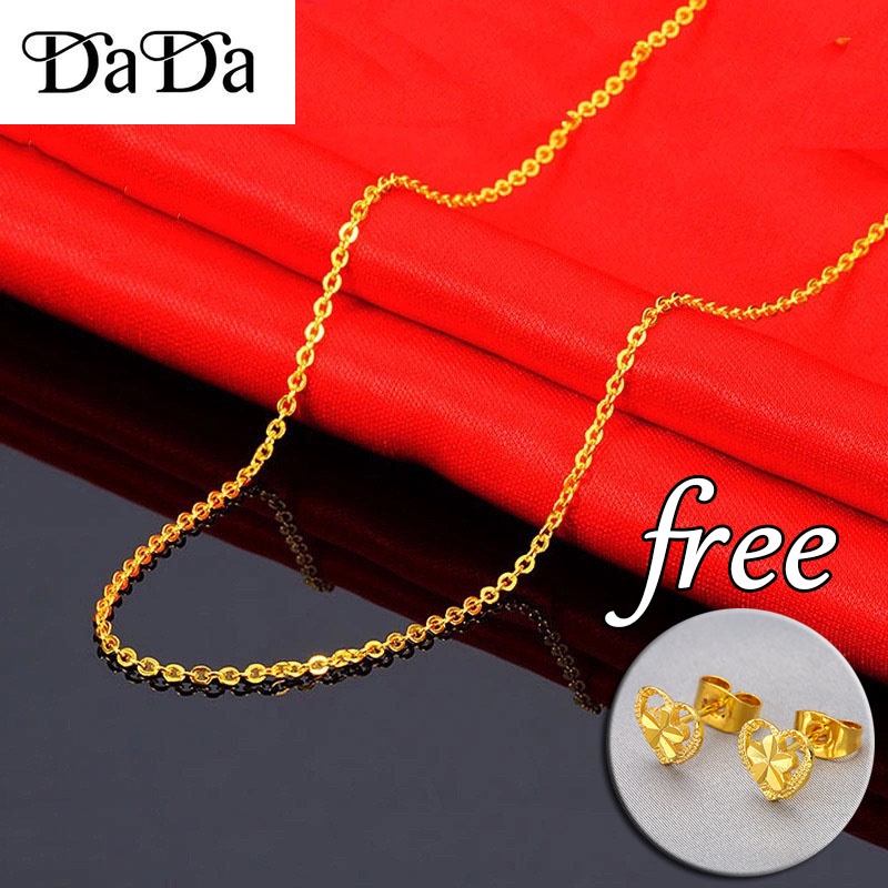 916 gold chain original necklace ladies double wave O chain holiday gift jewelry Shopee Malaysia