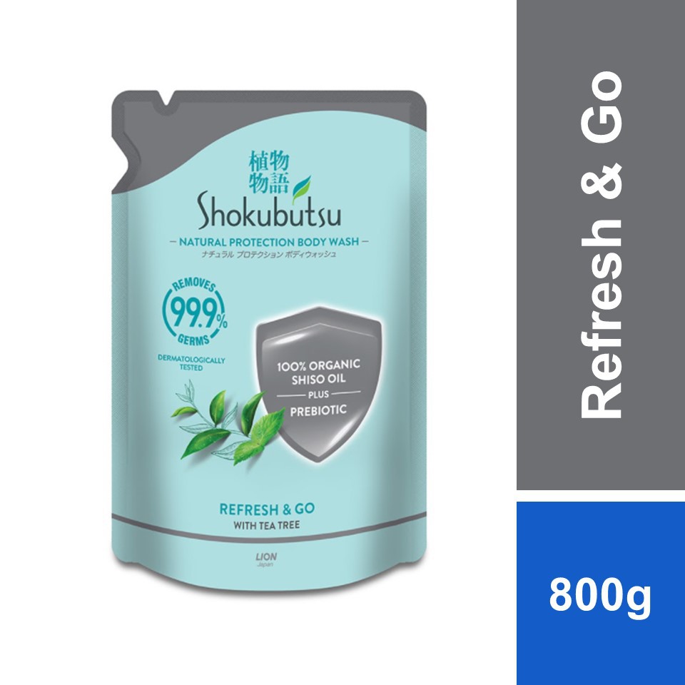 Shokubutsu Naturel Protection Body Wash Refresh & Go With Tea Tree Refill 800g Shopee Malaysia