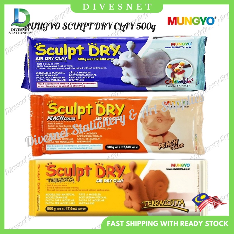 Mungyo Sculpt Dry Modeling Air Dry Clay/Paper Clay 500G - (White