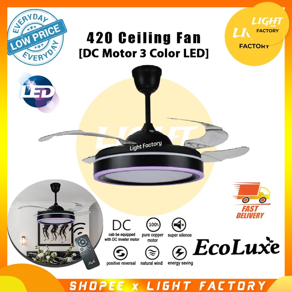 Ecoluxe Modern Ceiling Fan 3 Color LED + Colour Led Ring Ceiling Fan ...