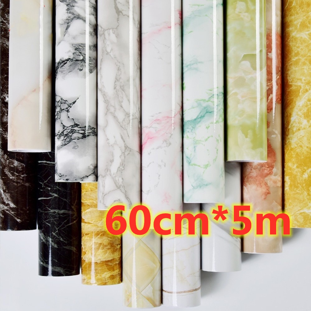 5m*60cm Marble Wallpaper Wall Repair Cream Self Adhesive Furniture Film ...