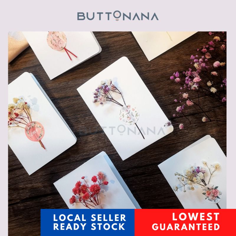 🔥Ready Stock🔥Handmade Wish Card / Baby Breath Real Dry Flower / Gift Card / Flower Card/ Fast