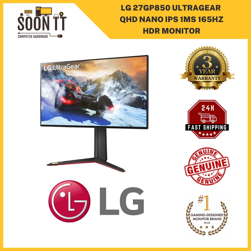 Monitor gaming lg 27″ ultragear qhd (2560×1440) ips 165hz hdmi x2 DP x1