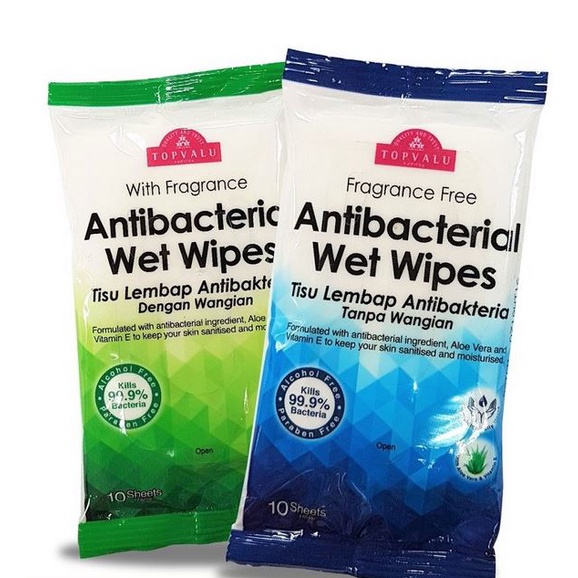 TOPVALU Antibacterial Wet Wipes 3 packs x10pc Travel Wet Tissues