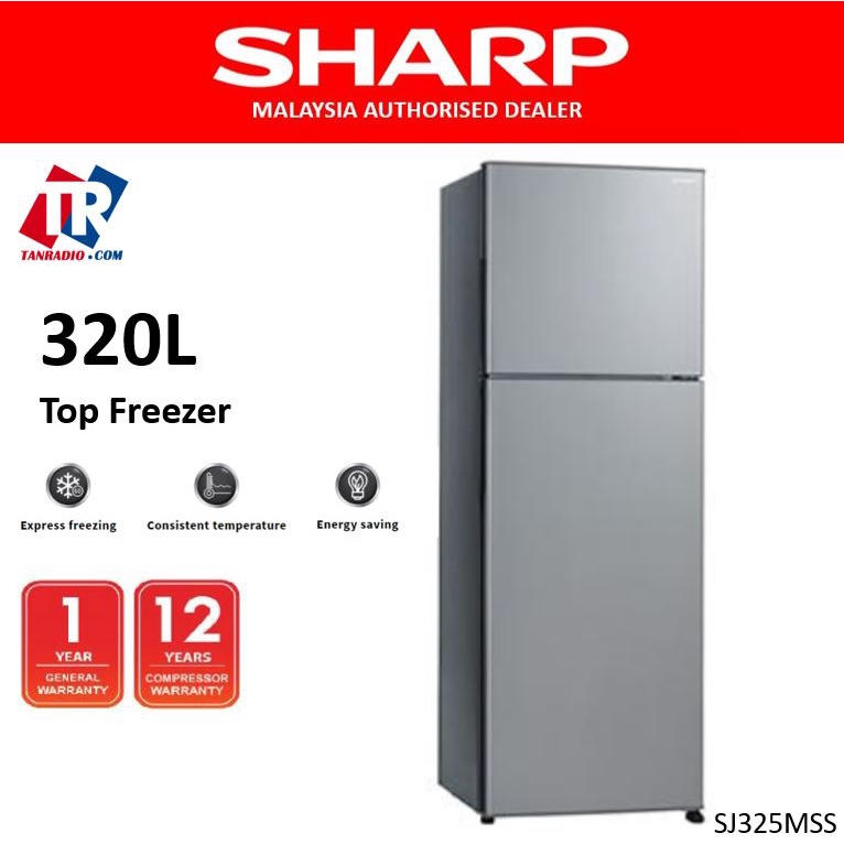Sharp Fridge Refrigerator 2 Door (320L) SJ325MSS Shopee Malaysia