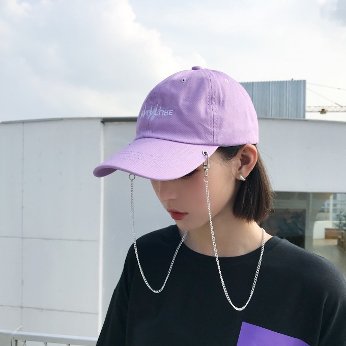 INS Light Purple Hat Female Summer Korean Style Male Letter Embroidery  Street Baseball Cap College Style Sun-Proof Peaked Cap