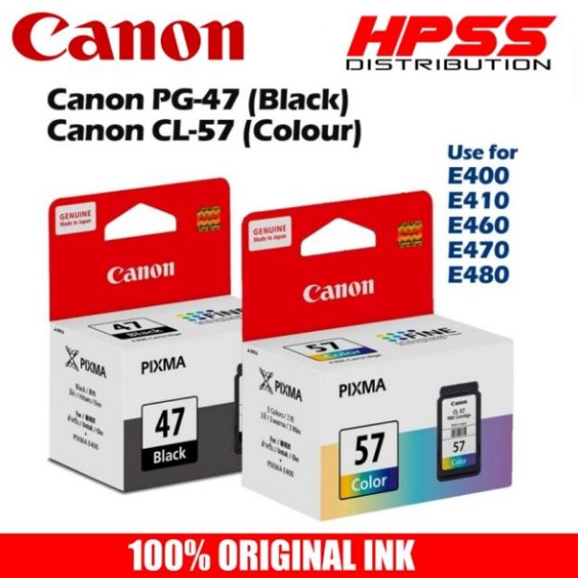 CANON PG47 / CL57S / CL57 CARTRIDGE. PG47 CL57 E410 E470 E400 E460