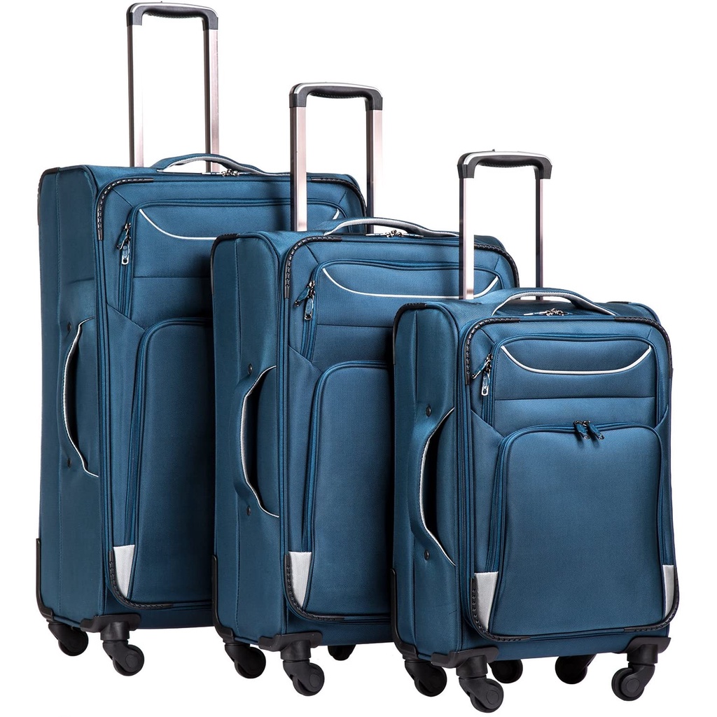0FIBRIC. Luggage 3pes set Suitcase, Spinner Softshell lightweight (blue ...