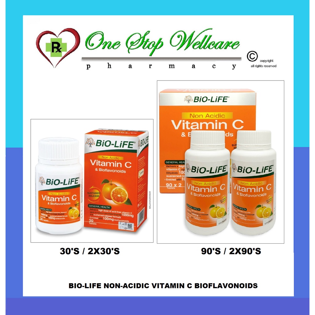 BIOLIFE NONACIDIC VITAMIN C BIOFLAVONOIDS 30'S / 2X30'S / 90'S / 2X90