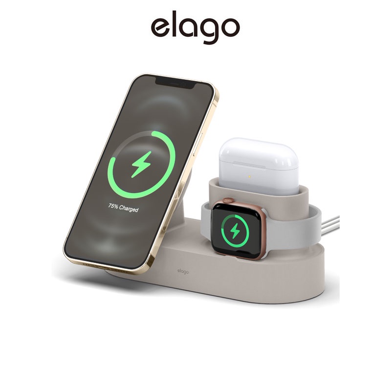 elago Trio Charging Station Compatible with MagSafe, Compatible with  iWatch Stand, Compatible with iPhone 13 Series, Compatible with AirPods 3/ Pro in [Charging Cables Not Included] Shopee Malaysia