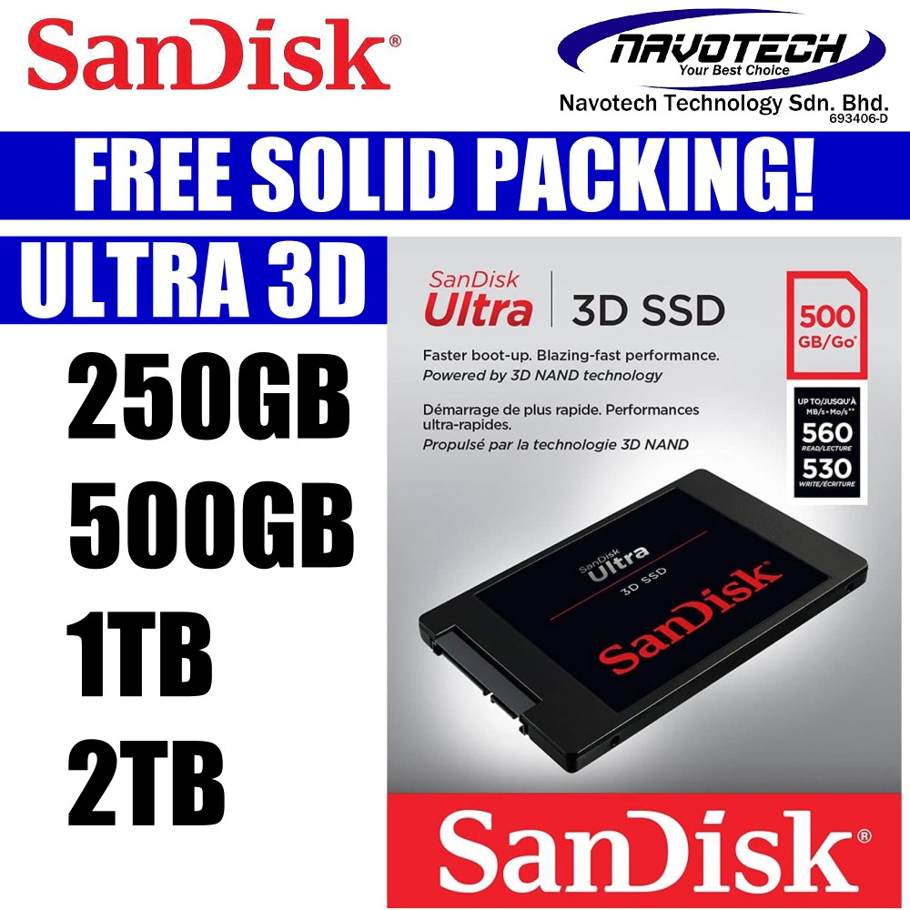 SanDisk Ultra 3D - SSD - 250 Go - interne - 2.5 - SATA 6Gb/s