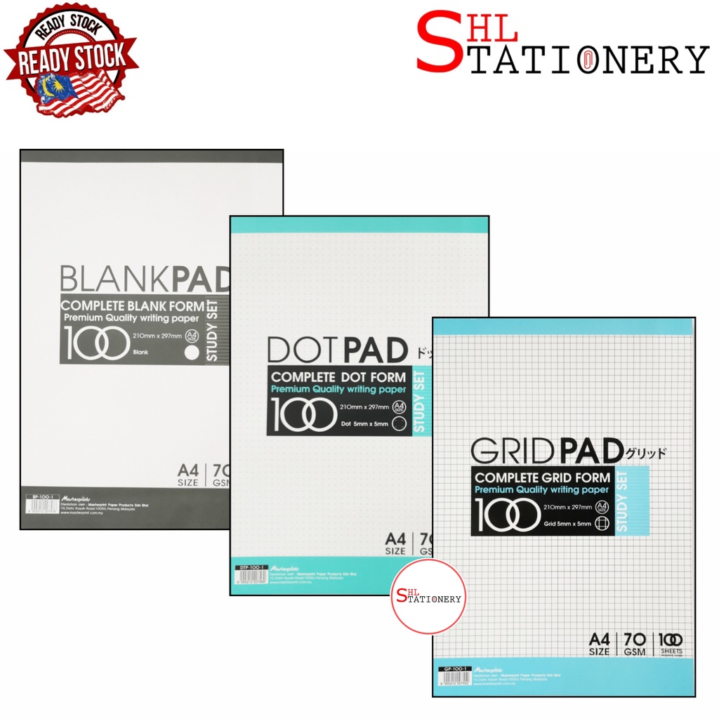 MASTER PRINT A4 Premium Quality Writing Paper 70gsm Complete Dot / Grid ...