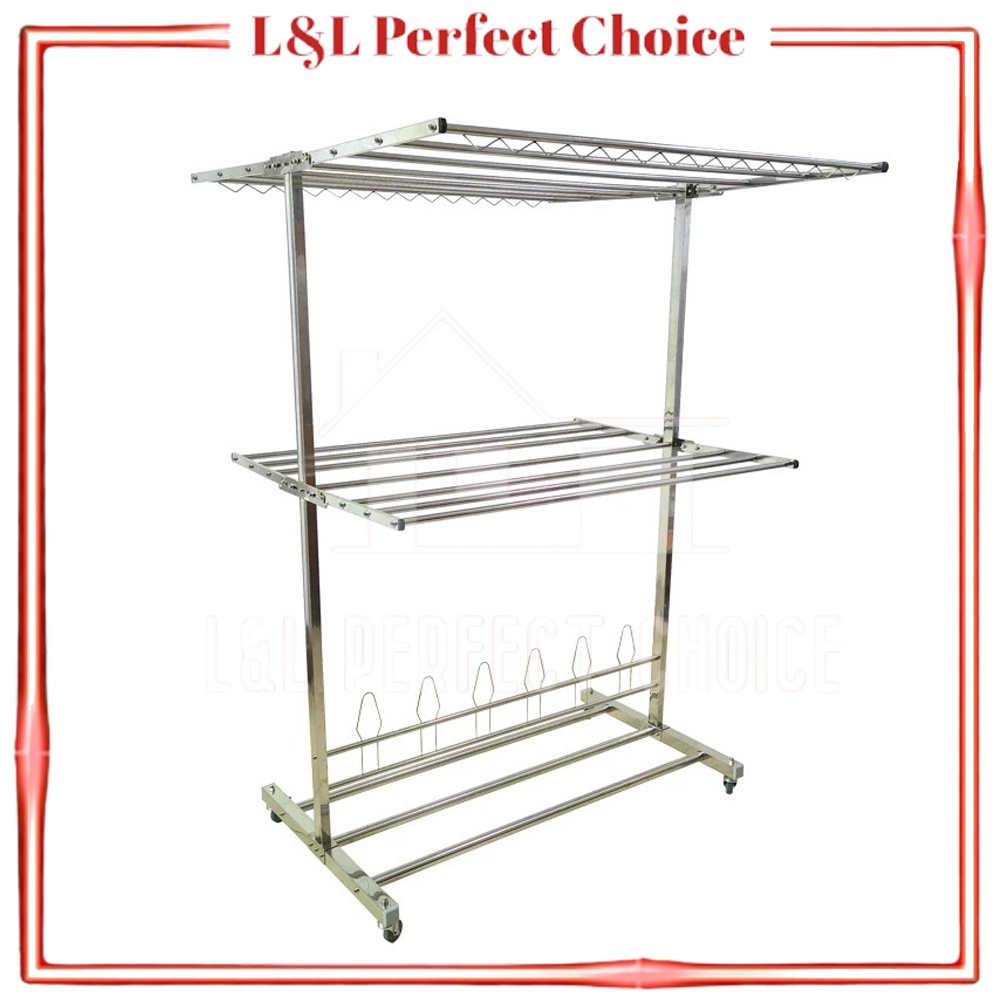 Stainless Steel Clothes Rack Cloth Drying Rack Foldable Mobility ...