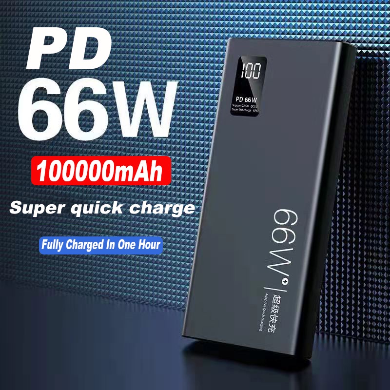 66w Power Bank 100000mAh Super Fast Charge Powerbank USB Type C PD Qucik Charge3.0 External