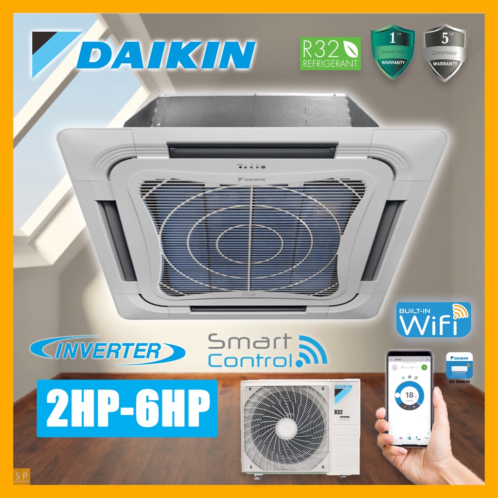 Daikin R32 2.0HP - 6.0HP SkyAir Inverter Ceiling Cassette Air ...