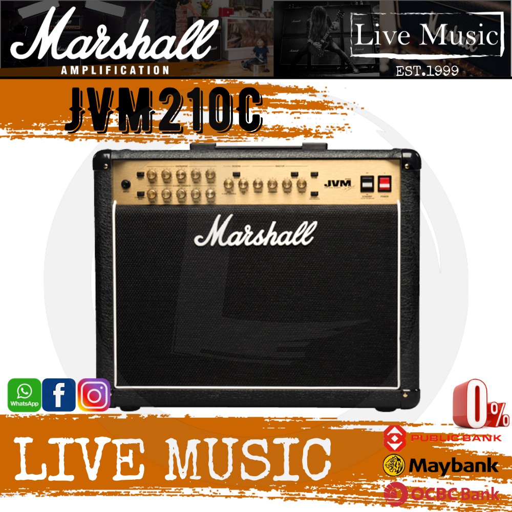 Marshall JVM210C 2x12 Inch 100 Watt Tube Guitar Amplifier (JVM210C