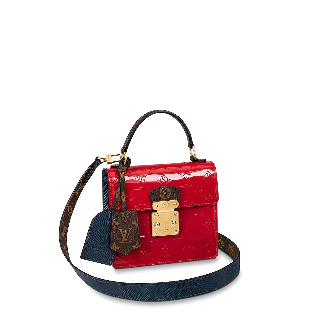 LOUIS VUITTON Spring Street Vernis Leather Crossbody Bag Red