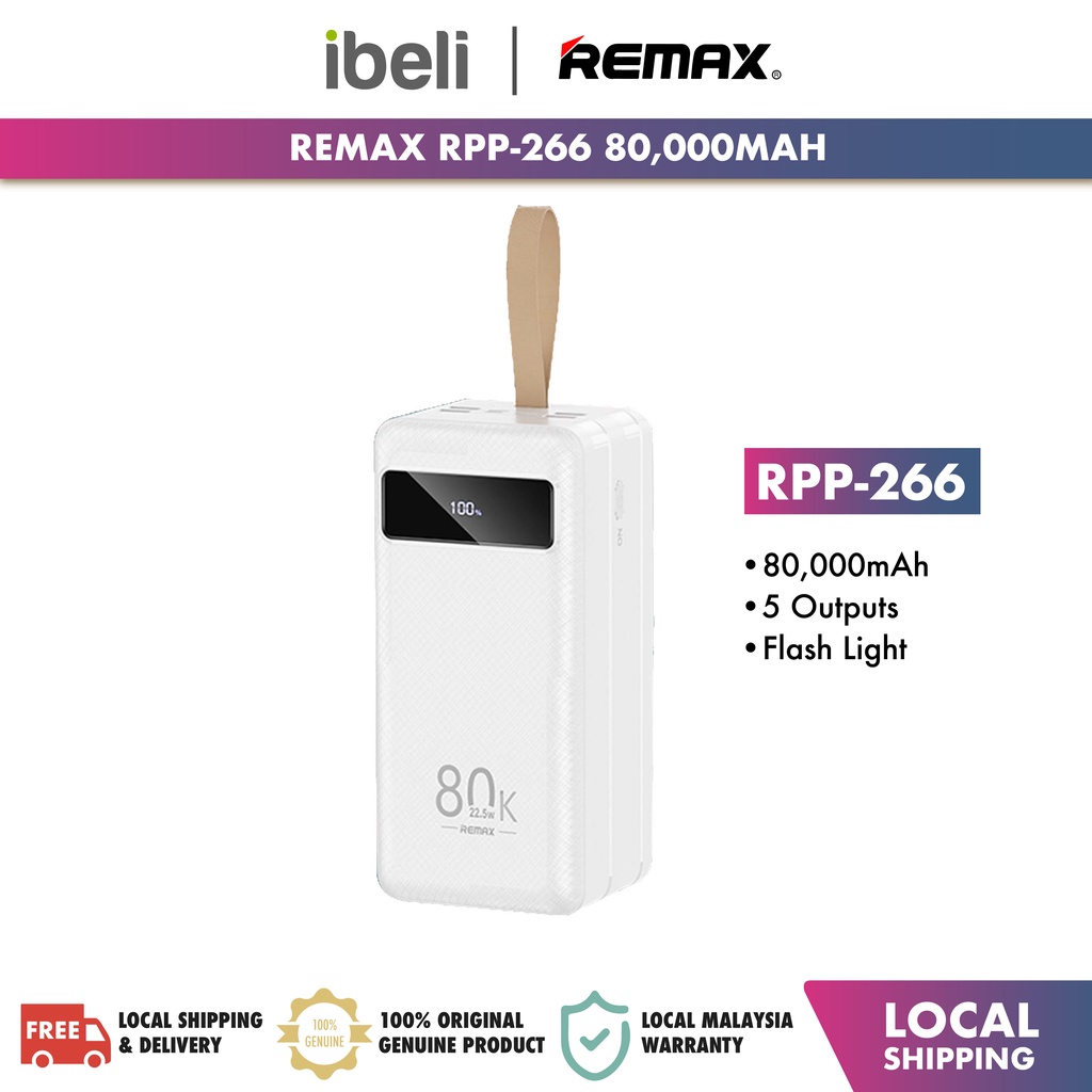 Remax RPP-266 Hunergy Series 80000mAh Powerbank 22.5W QC+PD Multi ...