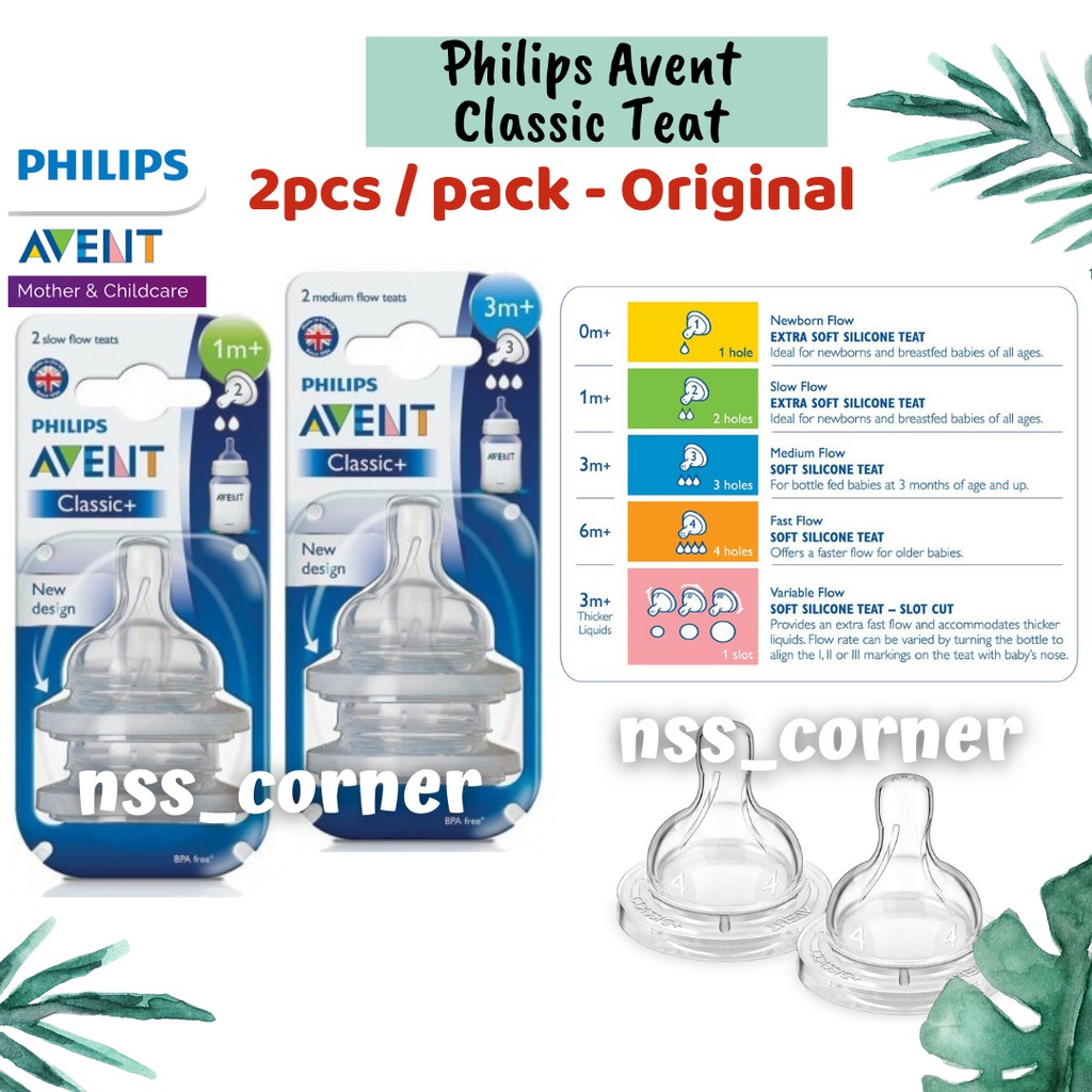 Puting Botol Philips Avent Classic Teat 2pcs Original Pack Shopee