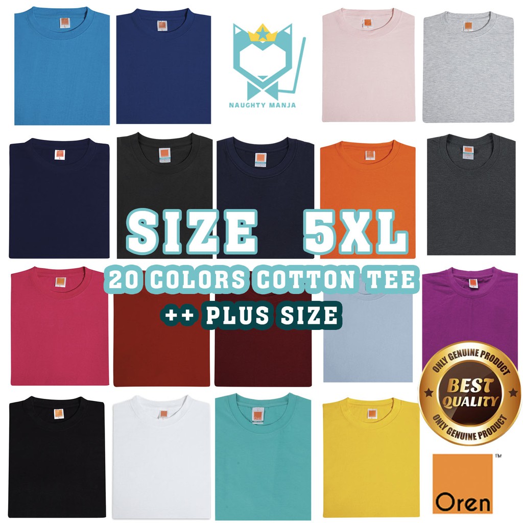 PLUS SIZE 5XL Cotton T-shirt Extra Large Size 5XL T-shirts (UNISEX ...