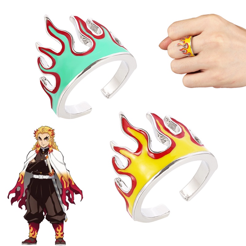 Anime Demon Slayer Ring Metsu No Yaiba Rengoku Kyoujurou Metal Flame ...