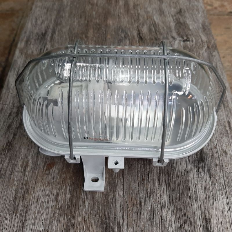 (Heavy Duty, IP44) Legrand E27 Oval Glass Bulk Head Wall lamp metal/pvc ...