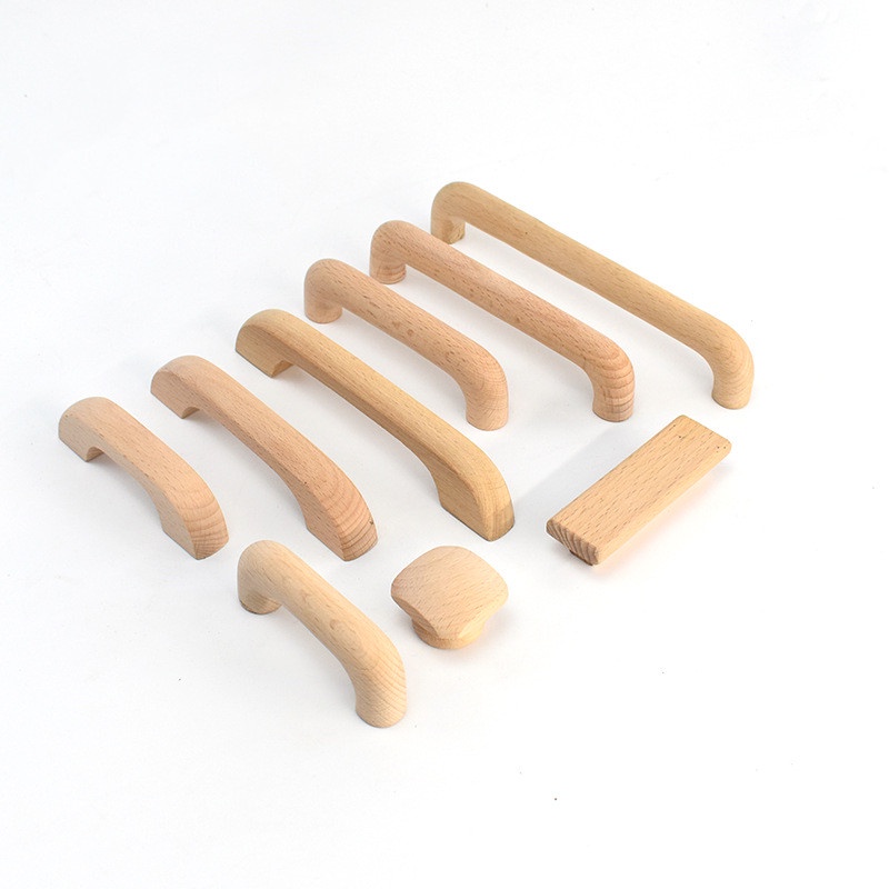 Solid Wood Handle Drawer Knobs Kitchen Door Handle
