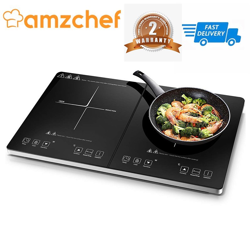 Amzchef Induction Hob, Double Induction Cooker with Ultrathin Body