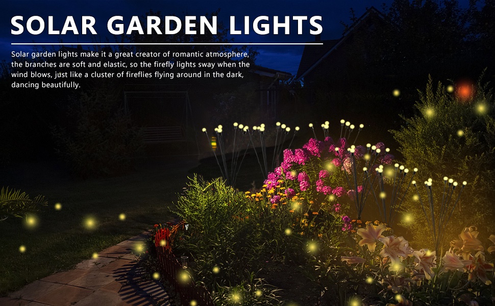 12/10LED Solar Firefly Lights Outdoor Solar Lights Waterproof LED Solar ...