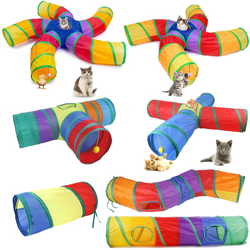 Cat Tunnel for Indoor Cats Large with Play Ball S-Shape 5 Way ...