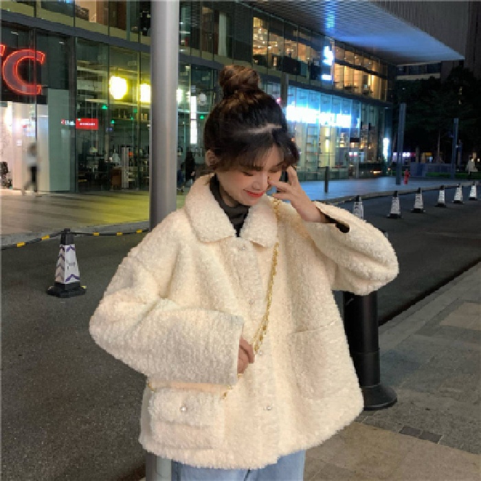 New Winter Loose Student Plus Size Wool Fleece Short Coat Korean Women ...