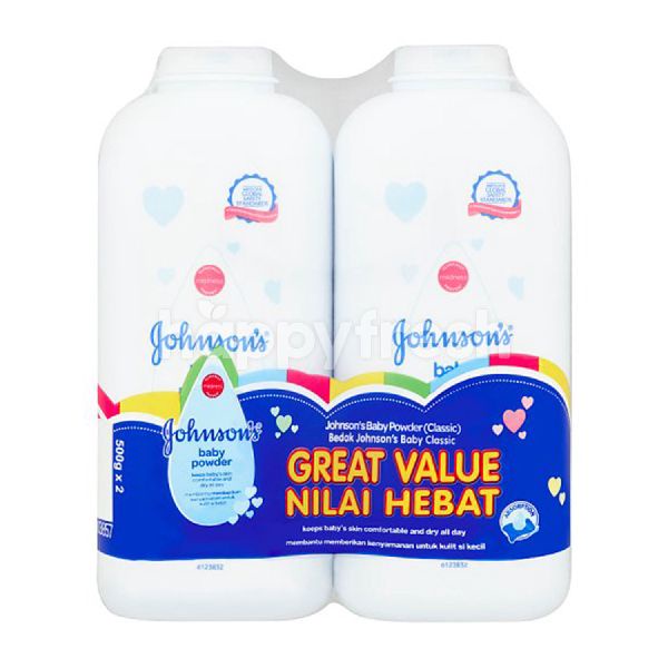 Johnson's Baby Talcum Powder 500g x 2 Twin Pack (Regular/Blossom) Baby