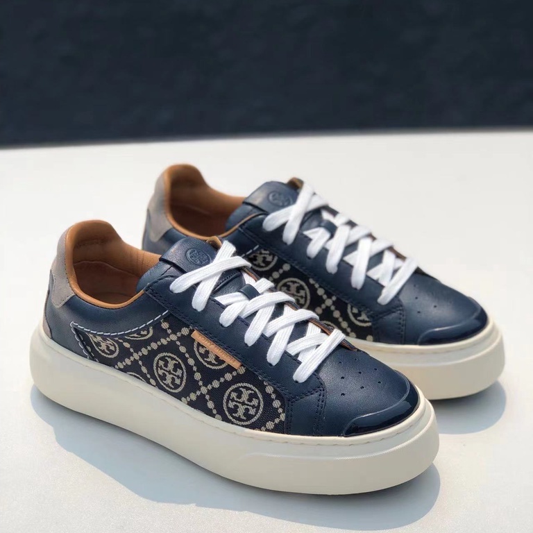 Luofan Tory Burch T Monogram Ladybug Court Two Colors Lace-up Sneakers ...