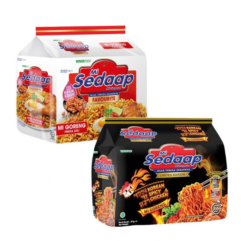 Mi Sedaap Fried Noodles 5 Packs Original Flavour / Korean Spicy Chicken ...