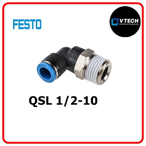 Festo Threaded-to-Tube Pneumatic Elbow Threaded-to-Tube Adapter QSL 1/2 ...