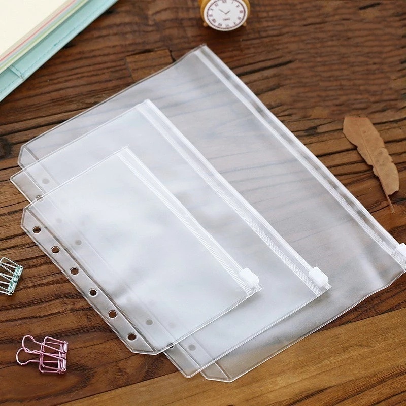 Transparent PVC Storage Folder Zipper Bag / A5/A6/A7 Binder Rings ...