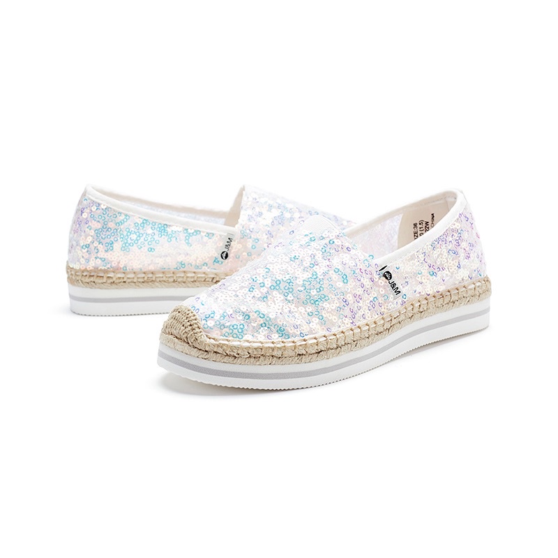 Joy & Mario Women's Sequins Mesh Casual Espadrilles Platform - White ...