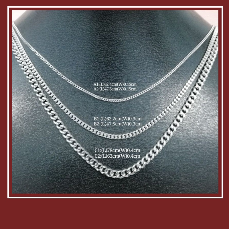 Stainless steel Male Necklace Link Chain Diffenrent Size Rantai Lelaki ...