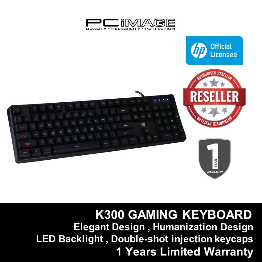HP K300 Keyboard LED Light Backlit Wired USB Gaming Keyboard Black