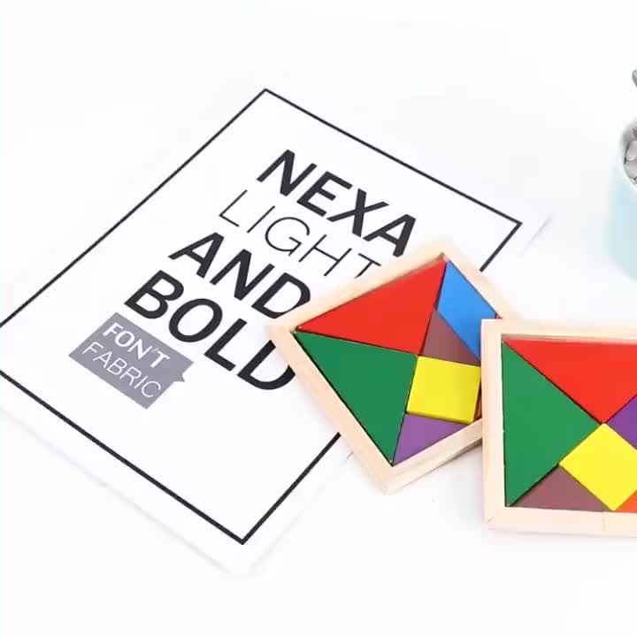 7pcs Wooden Tangram Brain Teaser Puzzle Children Mental Development ...