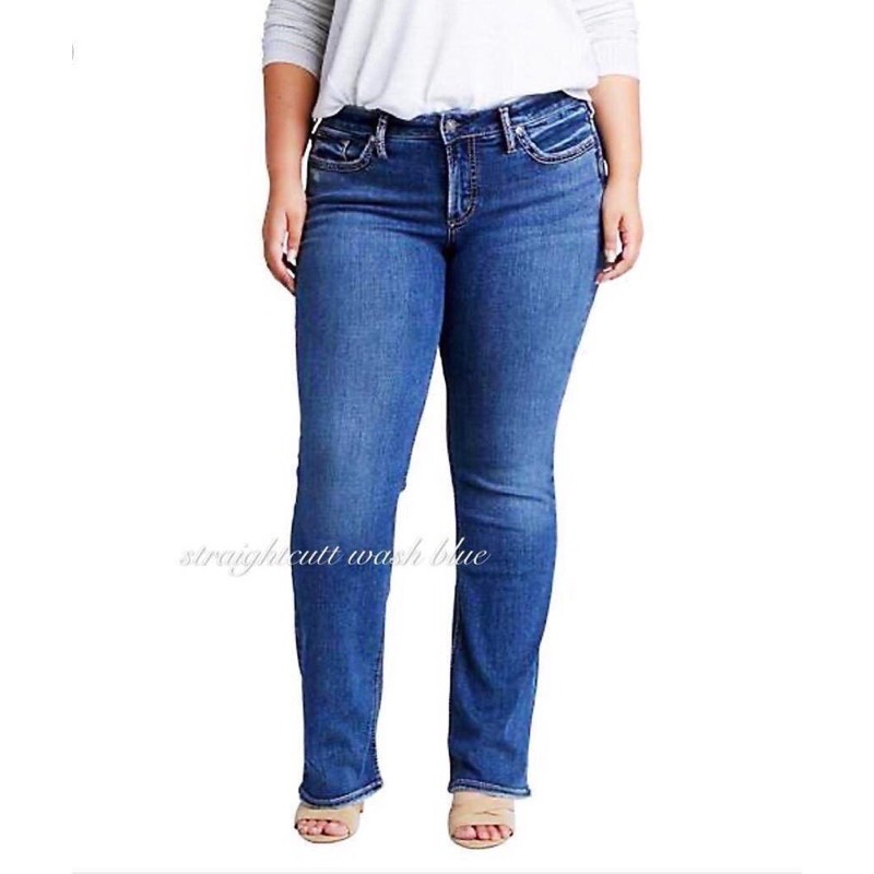 Straight Cut Plus Size Women Streachable And Seluar Jean Wanita Besar