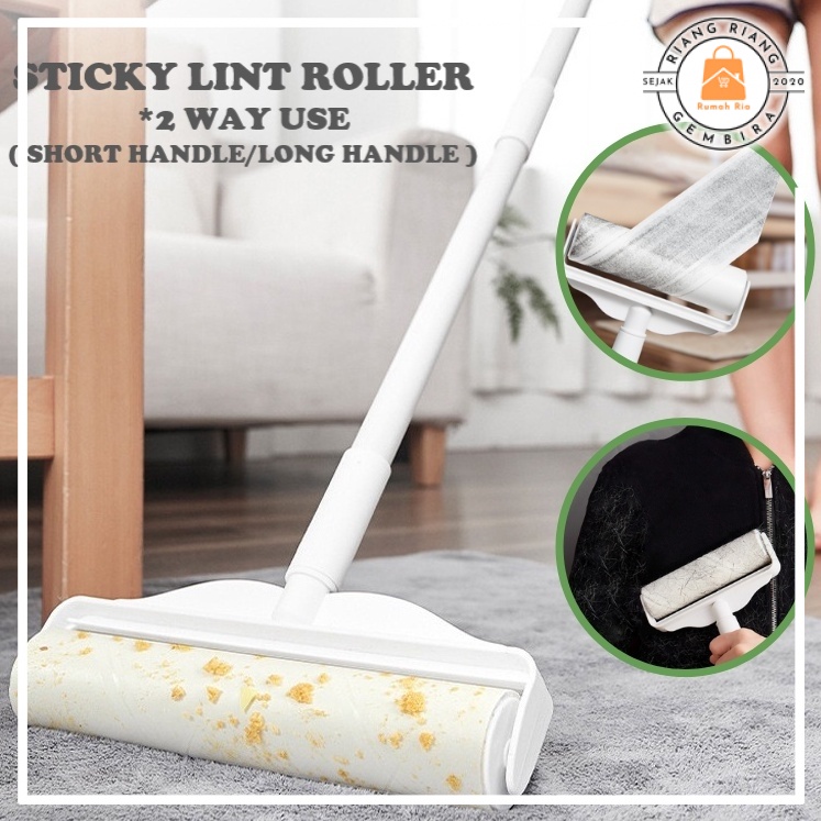 Adjustable Sticky Lint Roller Long Handle Hair Dust Remover Set Extendable Metal Rod Pet Hair Curtain Carpet Cleaner