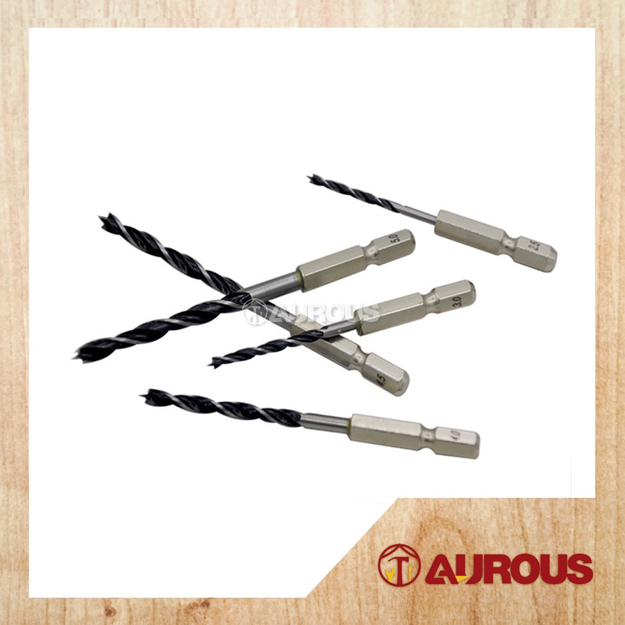 HSS HEX SHANK 6MM WOOD WORKING BRAD POINT TWIST DRILL BIT (2MM10MM